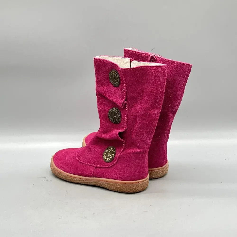 Livie & Luca Boots Kids Girls 8 Pink Suede Faux Fur Lined Side Zip Winter Shoes
